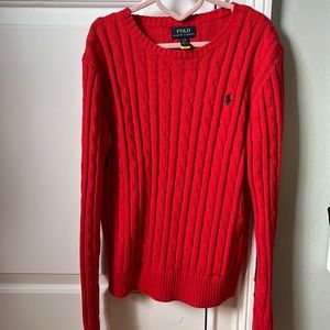Red Polo Ralph Lauren 100% cotton sweater girls size 16-18 women’s size 0